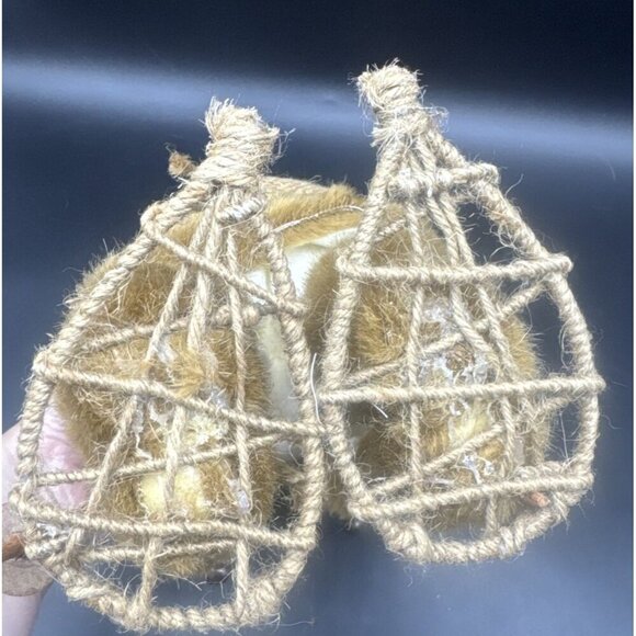 VTG Rustic Christmas St Nick Santa Claus w/ Snow Shoes Burlap Bag w/ Bird 13” - Picture 8 of 8